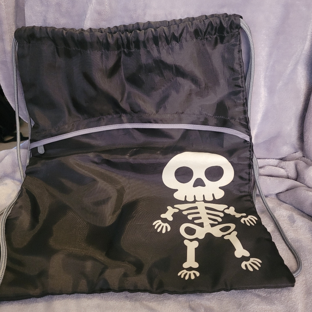 Thirty-one Black Drawstring Bag with Skeleton Design